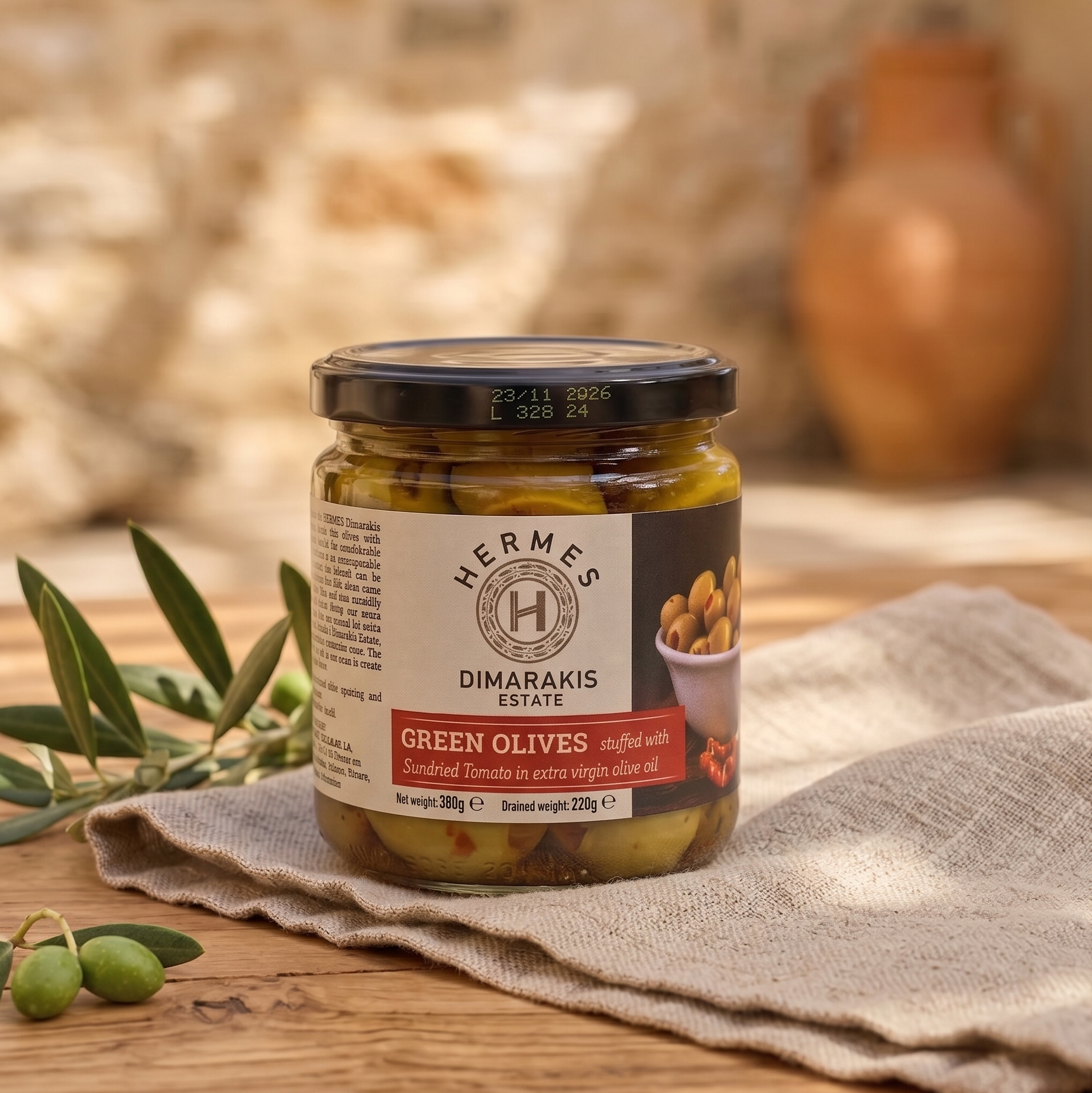 Gröna oliver - fyllda med soltorkade tomater