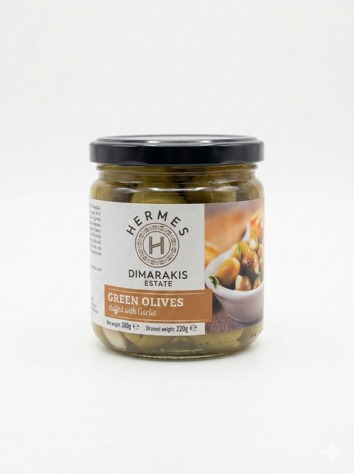 Gröna oliver - fyllda med vitlök i saltlake