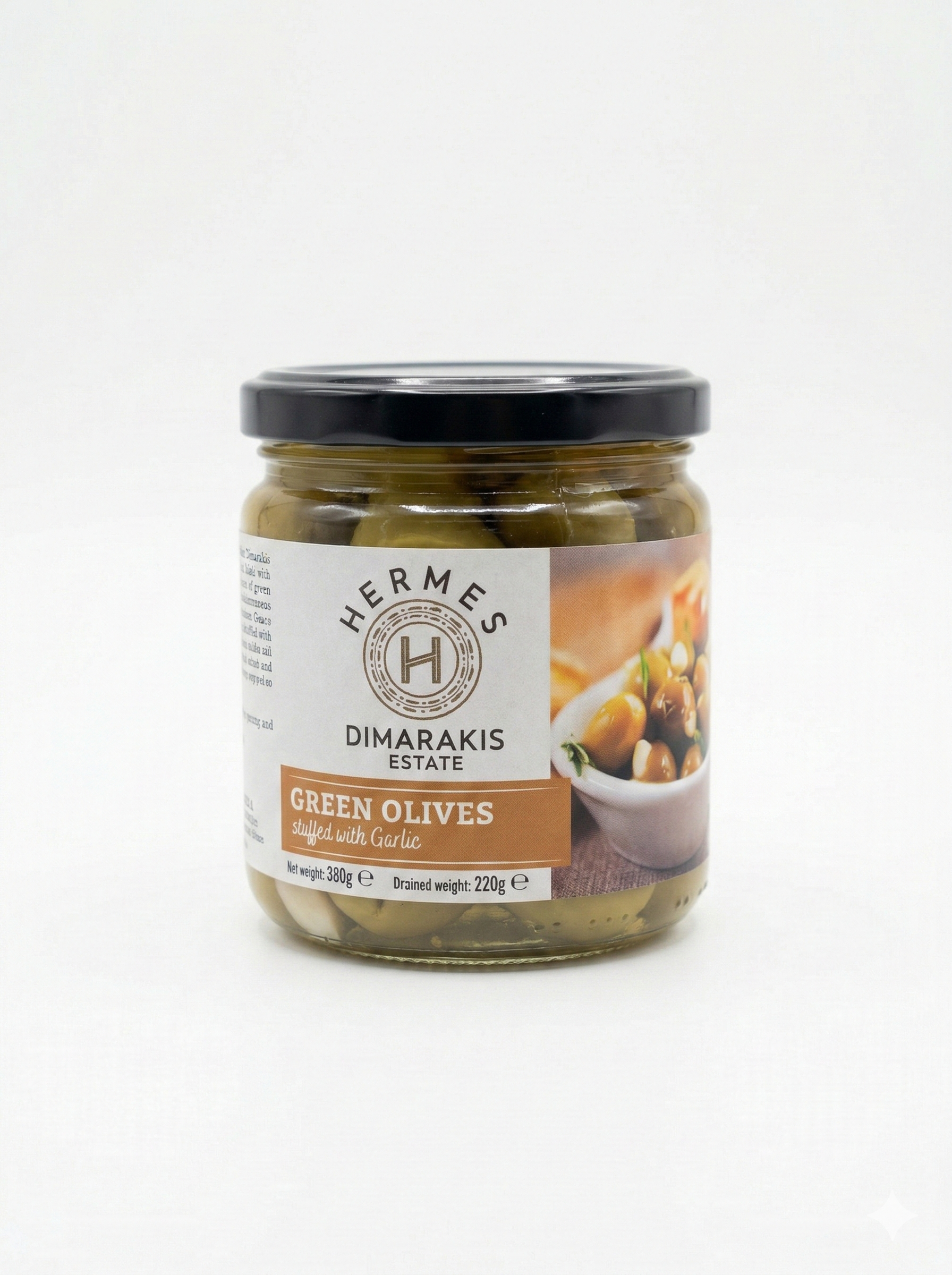 Gröna oliver - fyllda med vitlök i saltlake