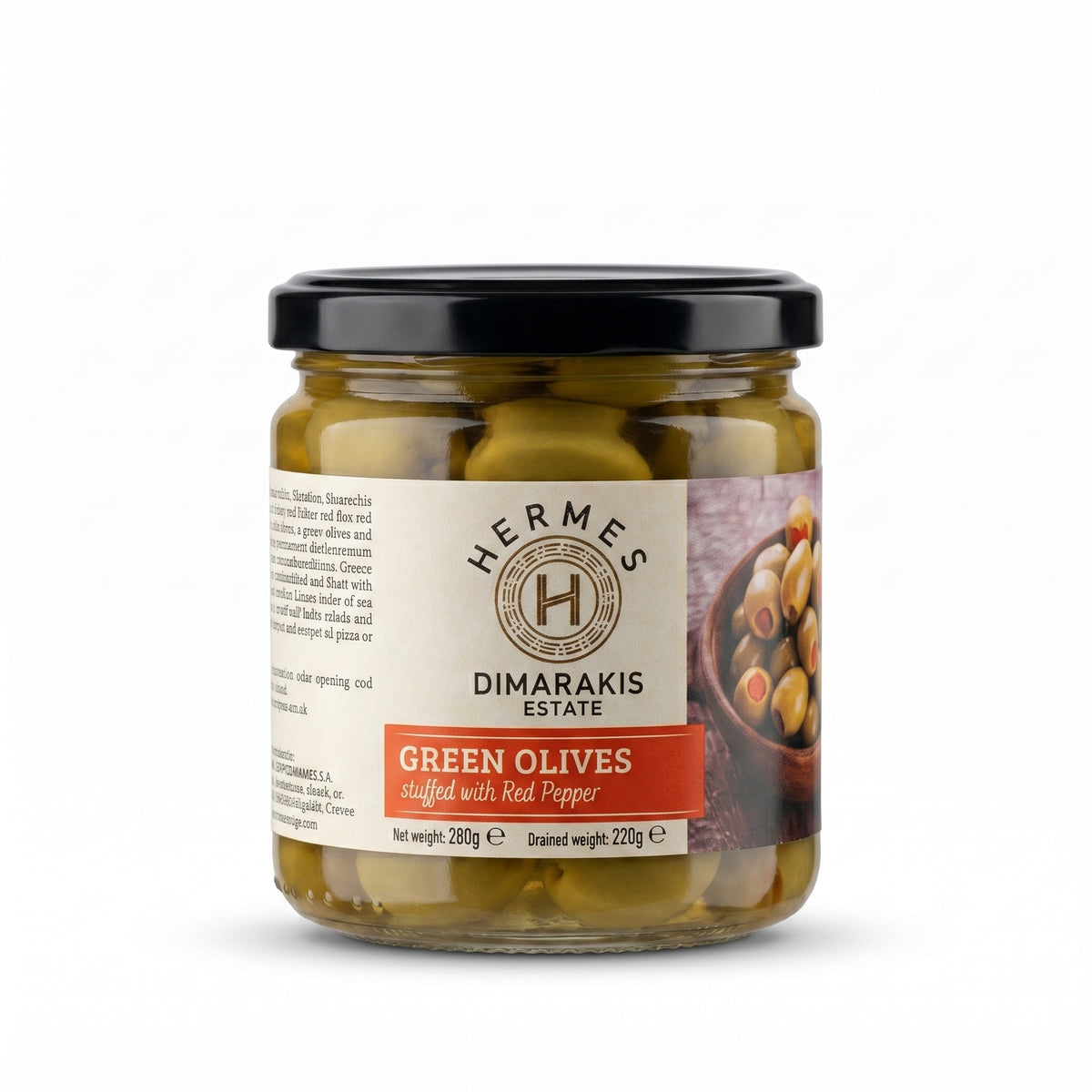 Gröna oliver - Fyllda med röd paprika "pimento"